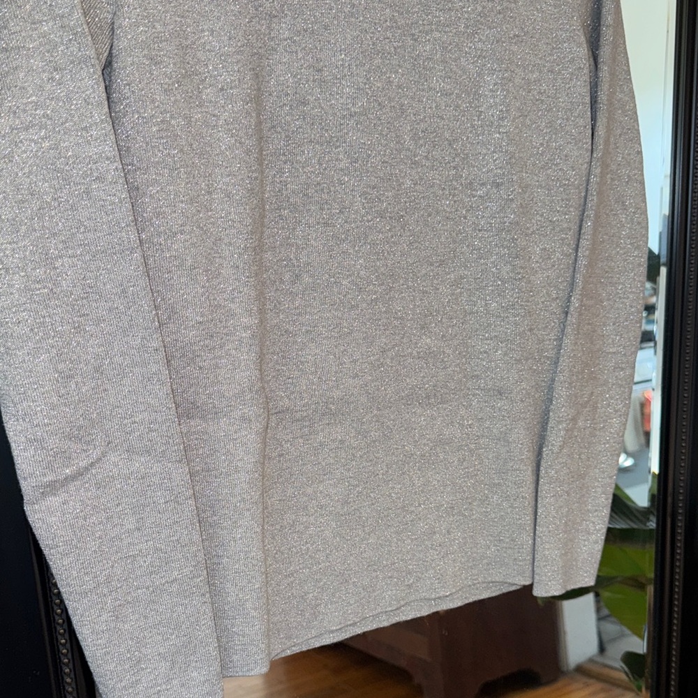Michael Kors Women's silver on gray Off-the-Shoulder Sweater - Picture 4 of 7